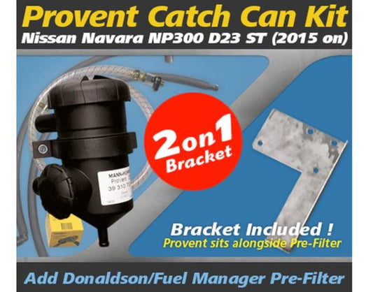 WESTERN FILTERS NISSAN NAVARA 2015-2022 D23 NP300 ST 2.3L - PROVENT OIL ATCH CAN DUAL BRACKET KIT