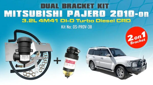 WESTERN FILTERS MITSUBISHI PAJERO 3.2L 4M4 2010+ - FUEL MANAGER PRE FILTER/PROVENT CATCH CAN DUAL BRACKET KIT