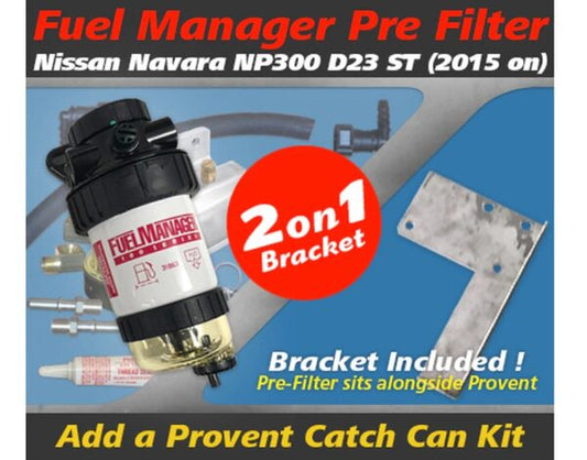 WESTERN FILTERS NISSAN NAVARA 2015-2021 NP300 2.3L - FUEL MANAGER PRE FILTER DUAL BRACKET KIT